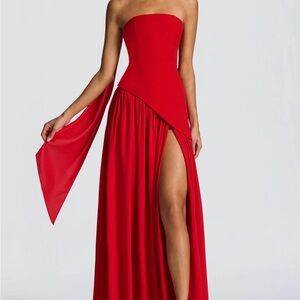 NWT Elegant Red Strapless Evening Gown